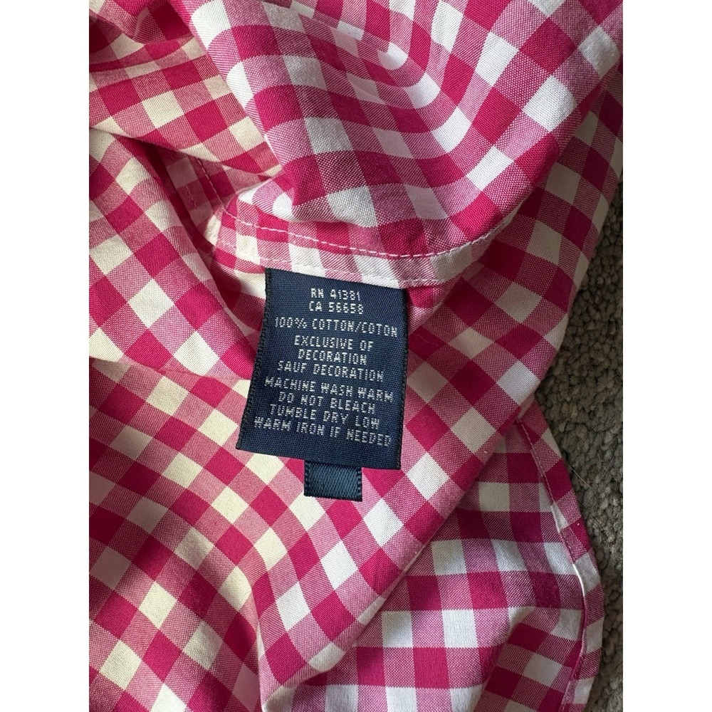 Polo Ralph Lauren Mens‎ Medium Gingham Plaid Button Down Long Sleeve Pink White - Picture 5 of 7